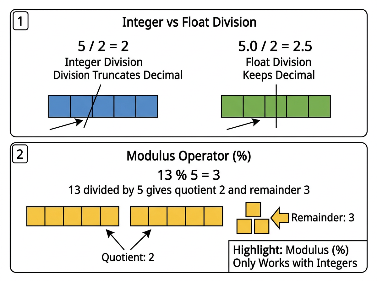 Integer vs Float Division and Modulus