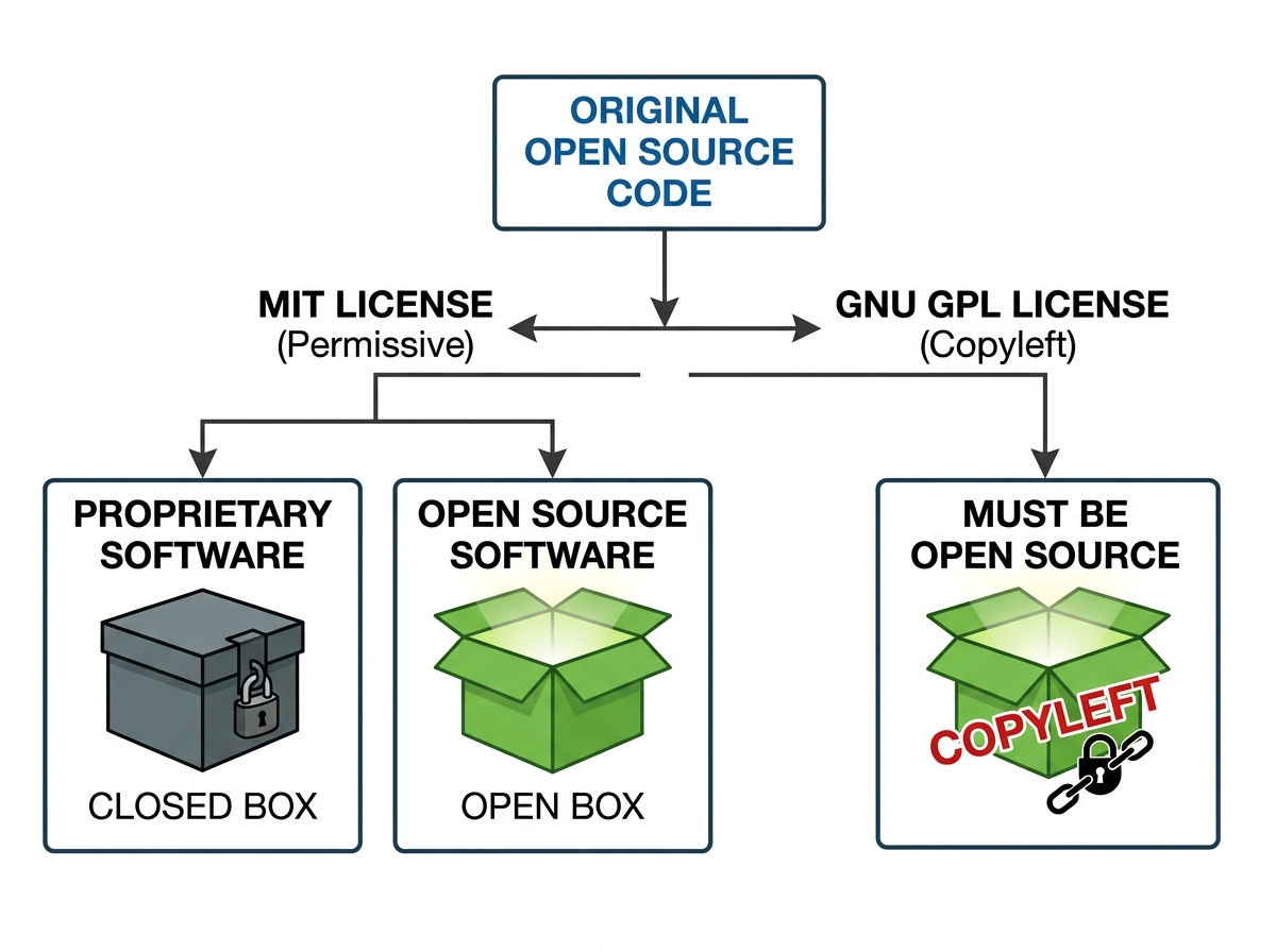 MIT vs GNU GPL License Diagram